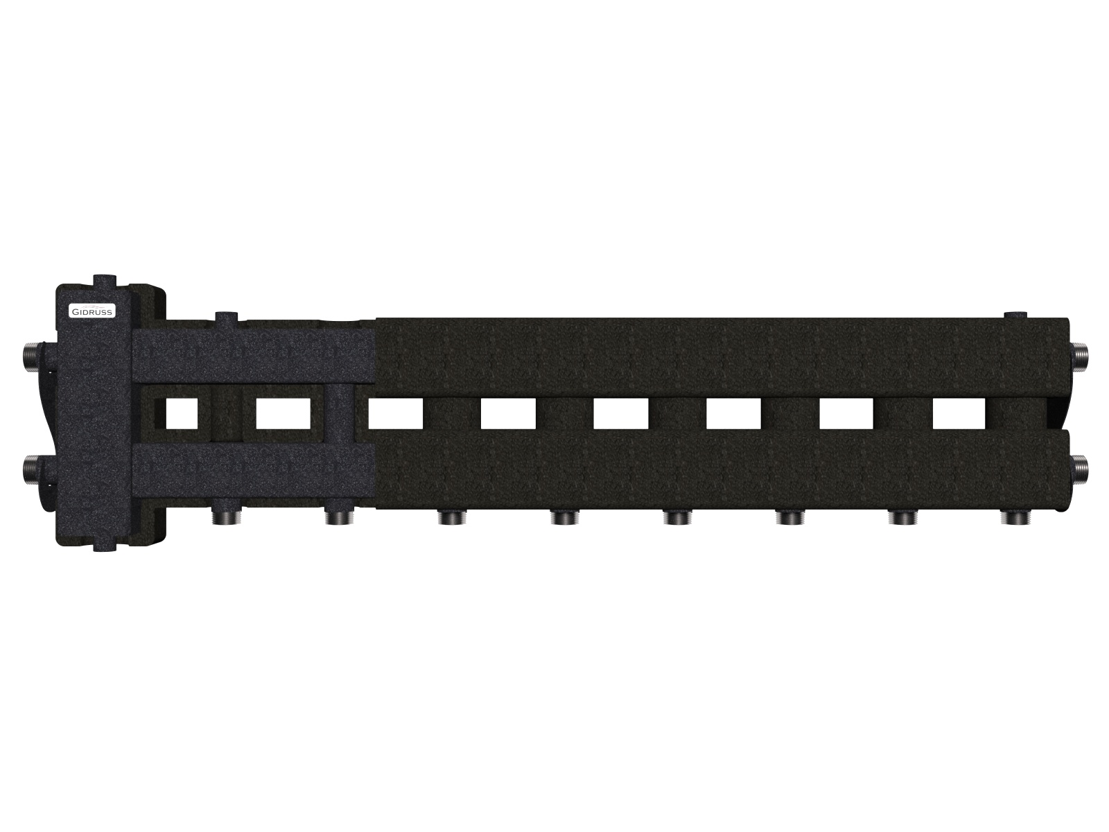 Балансировочный коллектор BM-60-5D.EPP (до 60 кВт, вх. G 1″, 4+1 контура G 1″, 4D-кронштейны K.UMS, EPP-термоизоляция)