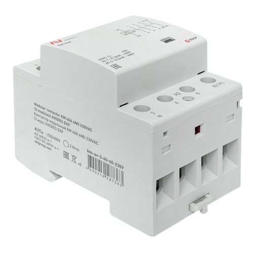 Контактор модульный КМ 40А 4NO 230В AC (3 мод.) AVERES EKF km-av-3-40-40-230V