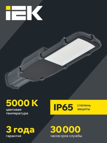 Светильник светодиодный ДКУ 1002-100Д 5000К IP65 уличный консольный сер. IEK LDKU0-1002-100-5000-K03