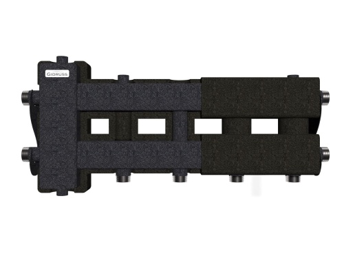 Балансировочный коллектор BM-60-3D.EPP (до 60 кВт, подкл. котла G 1″, 2+1 контура G 1″, 4D-кронштейны K.UMS, EPP-термоизоляция)