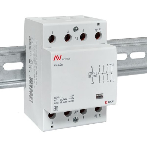 Контактор модульный КМ 40А 4NO 230В AC (3 мод.) AVERES EKF km-av-3-40-40-230V